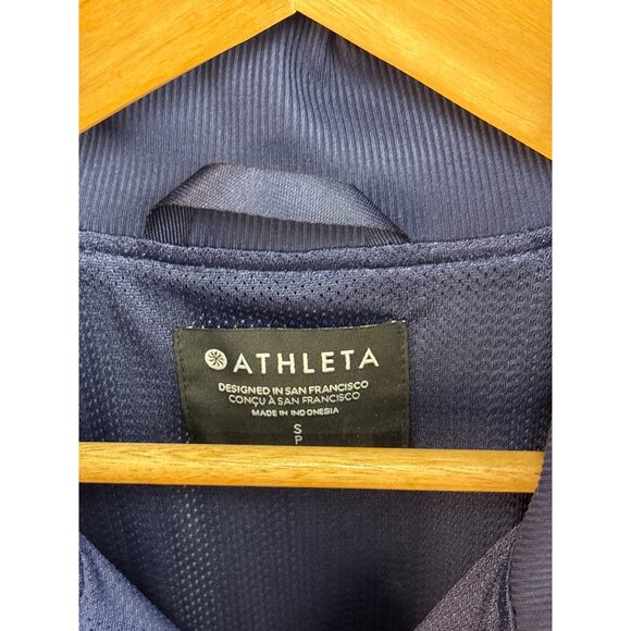 Athleta Brooklyn Bomber Jacket S Blue Camo Zip-Up Lightweight Polyester - Picture 3 of 7